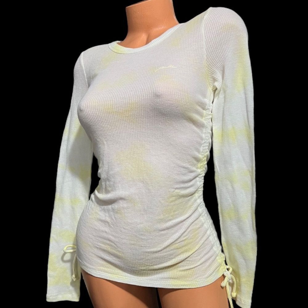 Victoria’s Secret Pink Thermal Ruched Sides Long Sleeve Tie Dye Shirt Top Xsmall